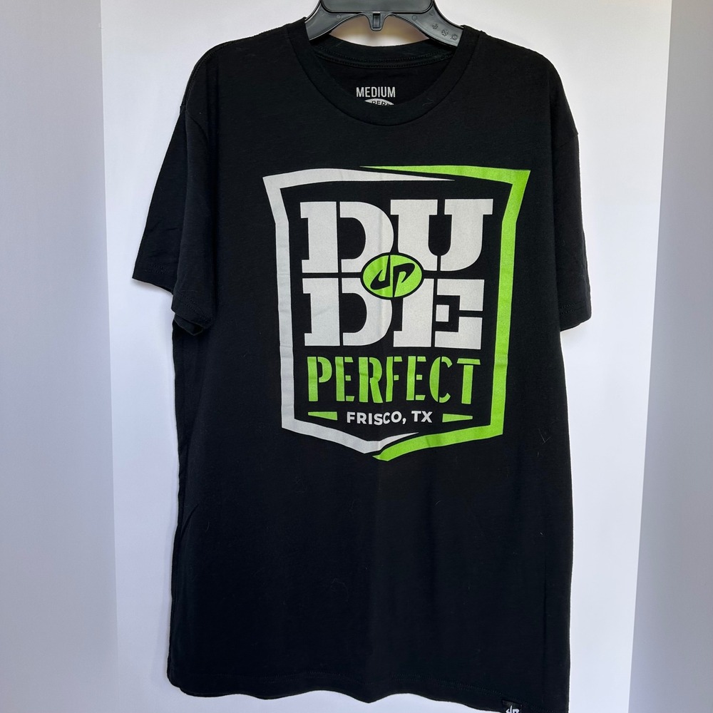 Dude Perfect Frisco TX T-Shirt, Medium, Official‎ T-Shirt Club, Black, Cotton